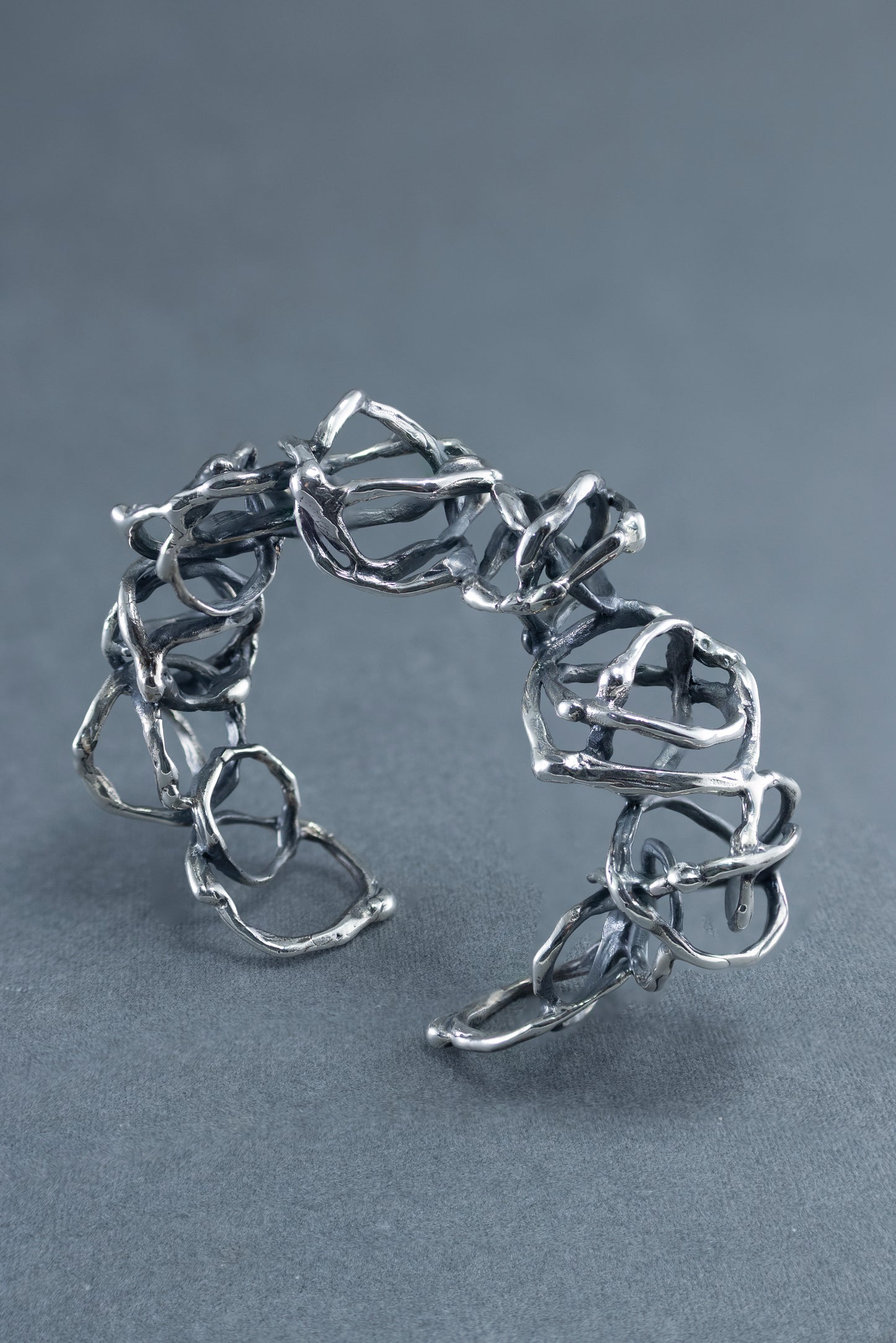 Sculptural Silver Bold Bracelet