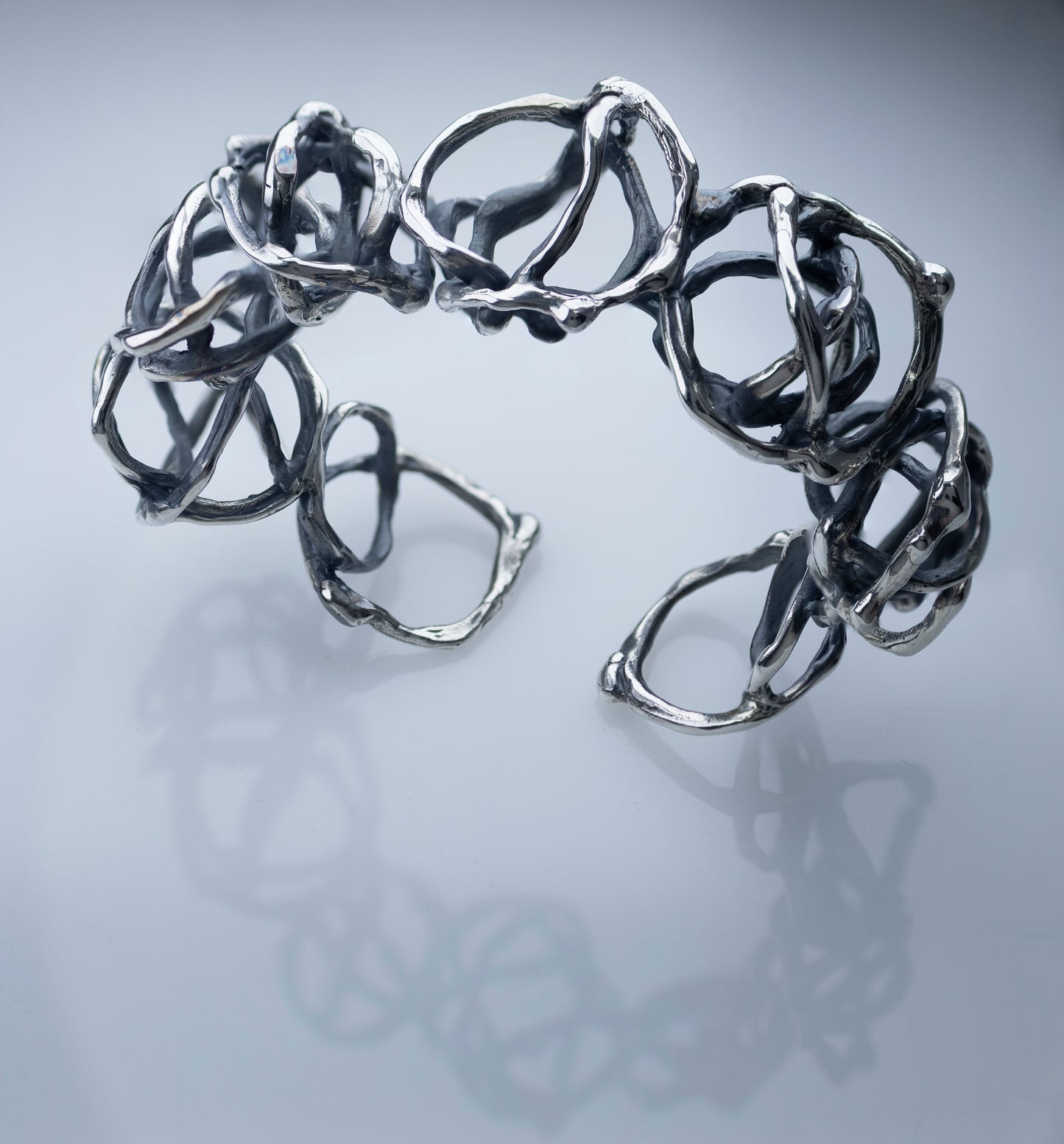 Sculptural Silver Bold Bracelet
