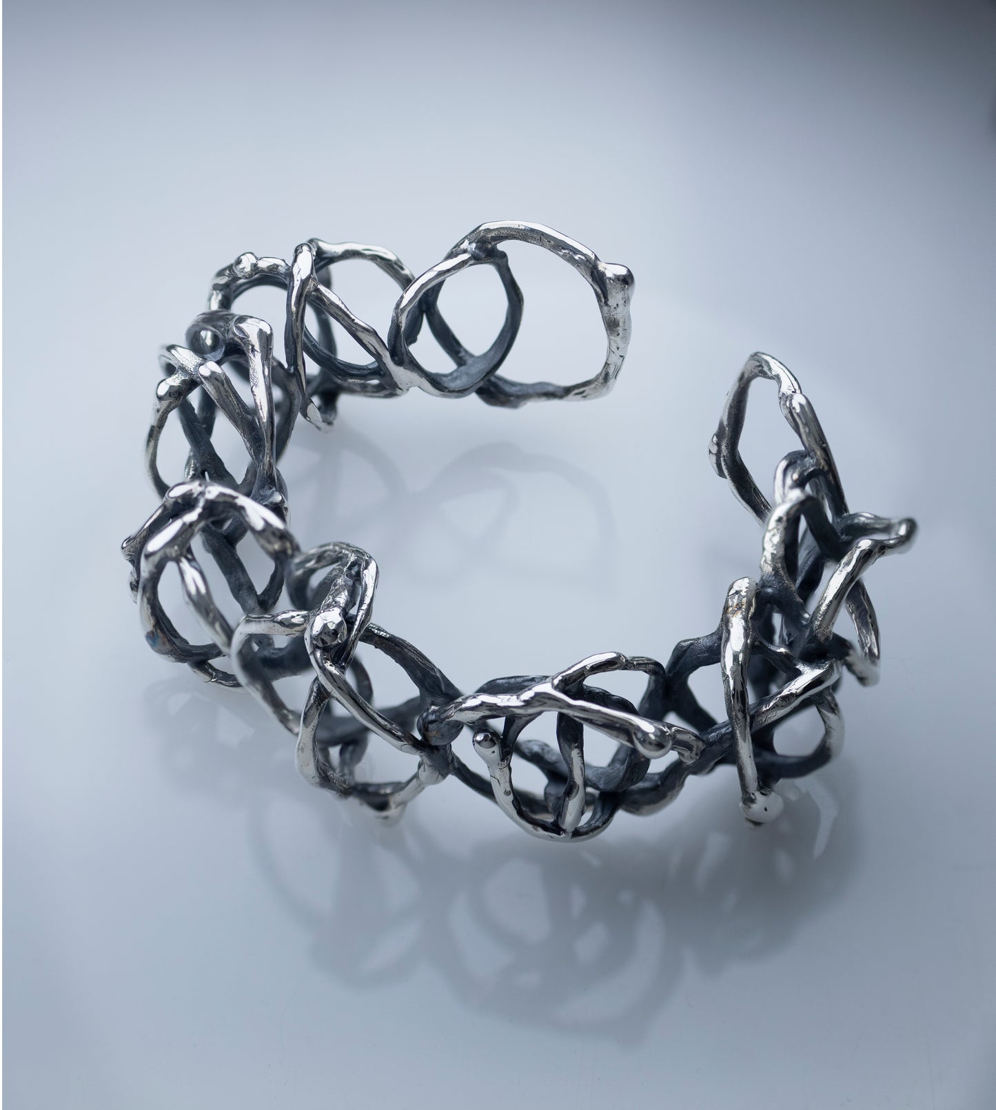 Sculptural Silver Bold Bracelet