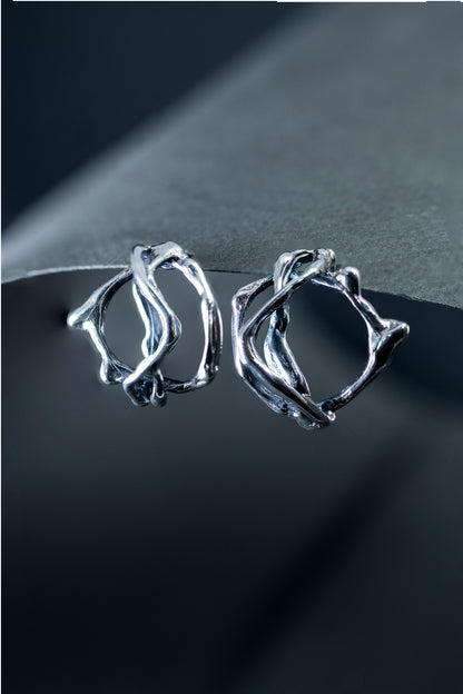 "Moduλa" sterling silver studs