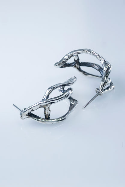 Sculptural Silver Stud Earrings  "Moduλa"