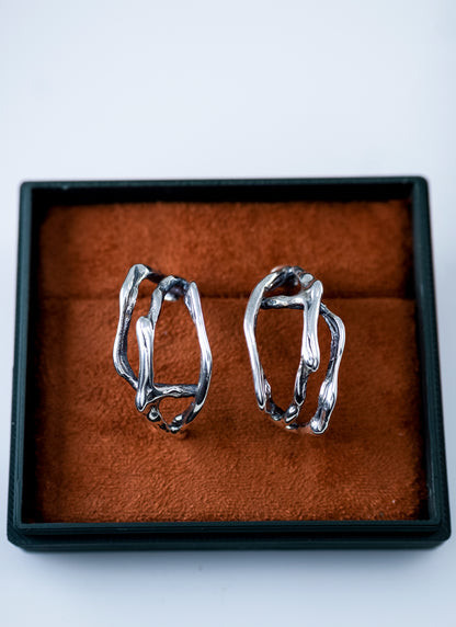 Sculptural Silver Stud Earrings  "Moduλa"