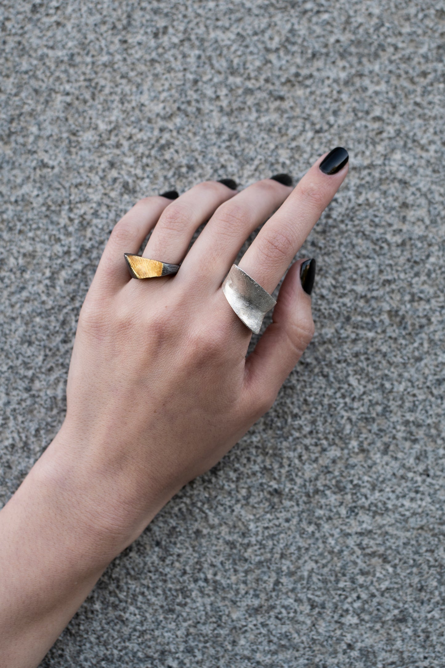 Rough textured Blackened, Gold plated  Ring