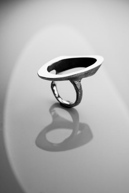 Textured and Polished Silver Ring