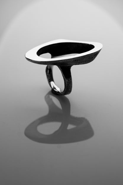 Textured and Polished Silver Ring