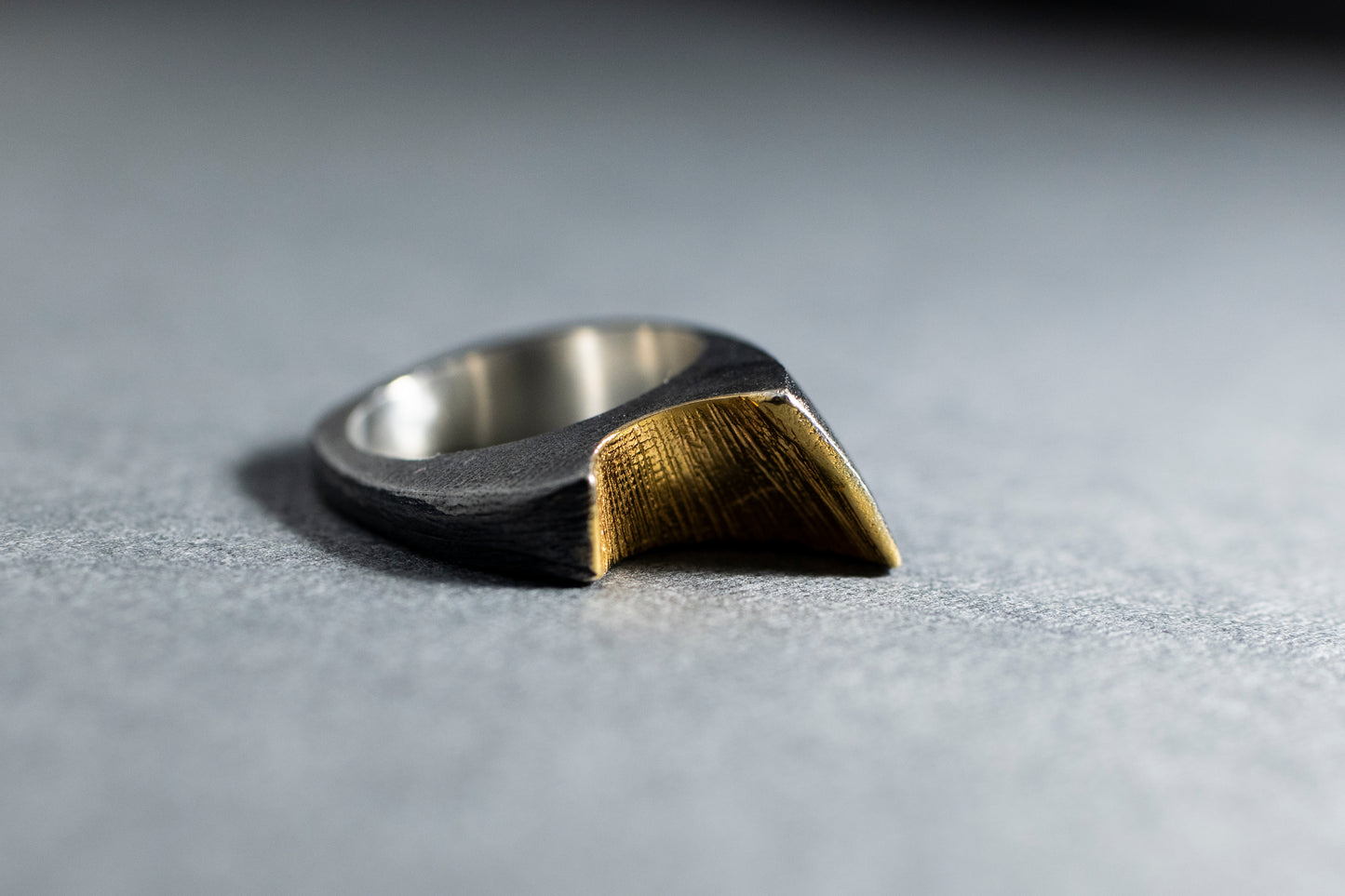 Rough textured Blackened, Gold plated  Ring