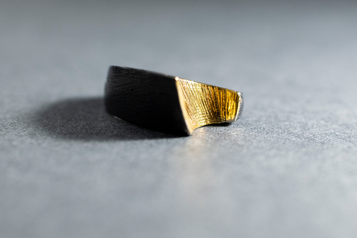 Rough textured Blackened, Gold plated  Ring